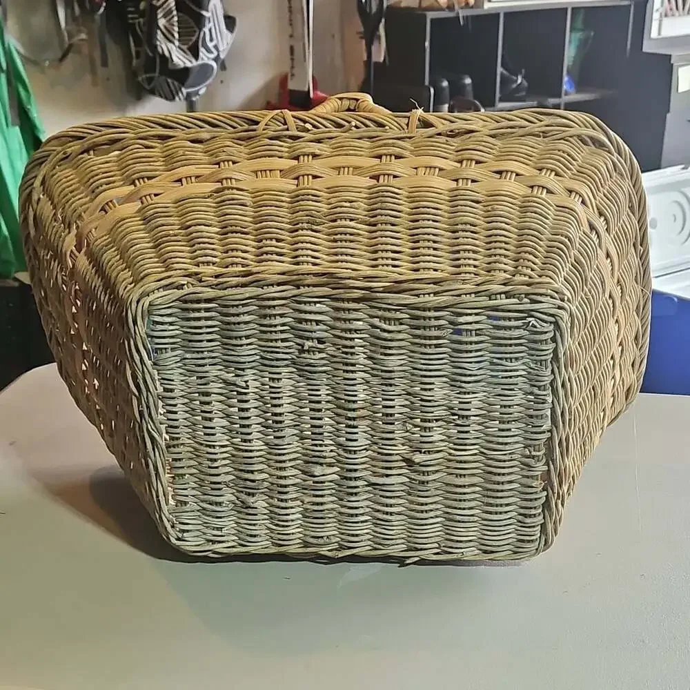 Vintage Handwoven Wicker Market Basket with Single Arched Handle